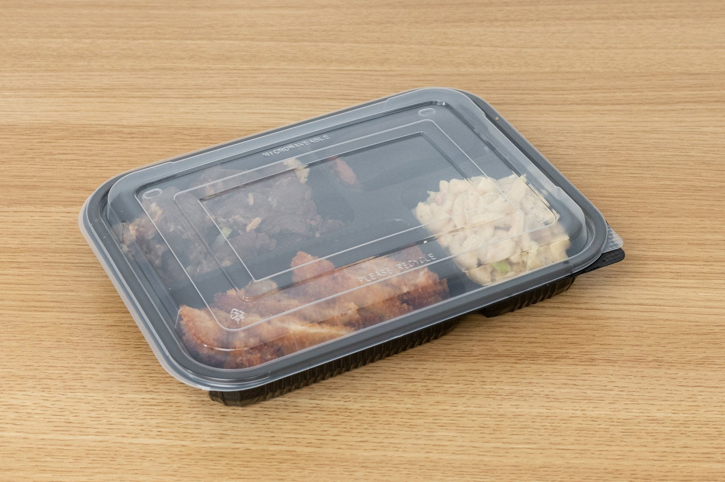Two-Piece Microwaveable Black Tray Translucent Lid 10.5" x 8", 4-Compartment, 100 Sets