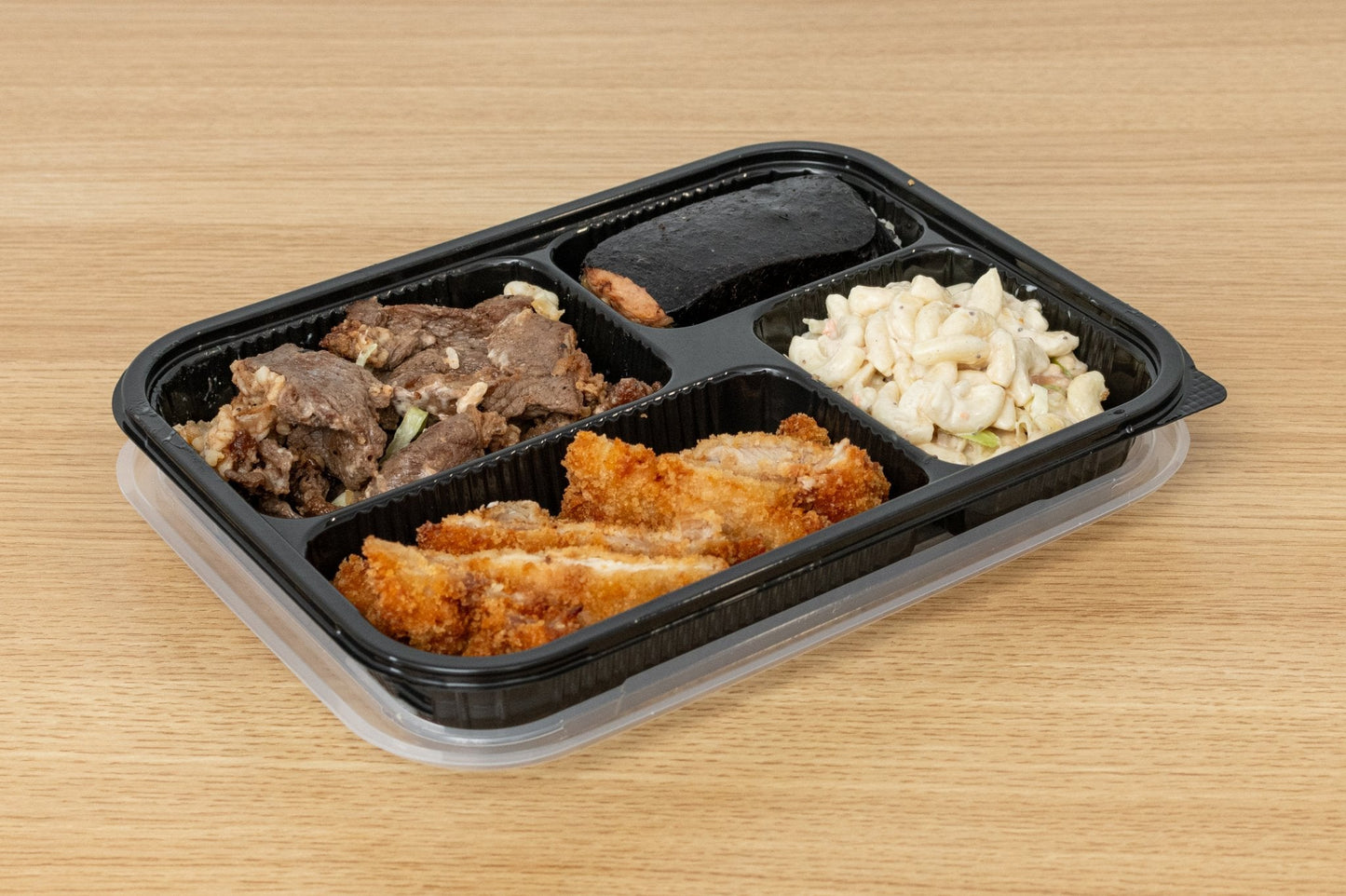 Two-Piece Microwaveable Black Tray Translucent Lid 10.5" x 8", 4-Compartment, 100 Sets