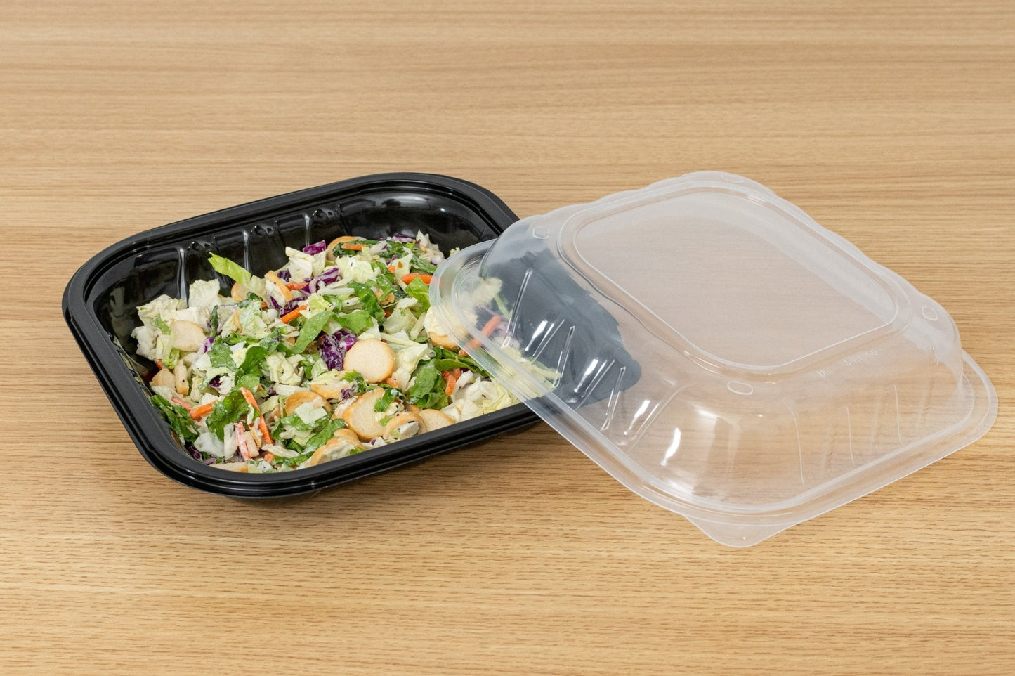 Two-Piece Microwaveable Black Tray with Translucent Lid, 9" x 9", 100 Sets