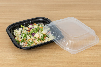 Two-Piece Microwaveable Black Tray with Translucent Lid, 9" x 9", 100 Sets