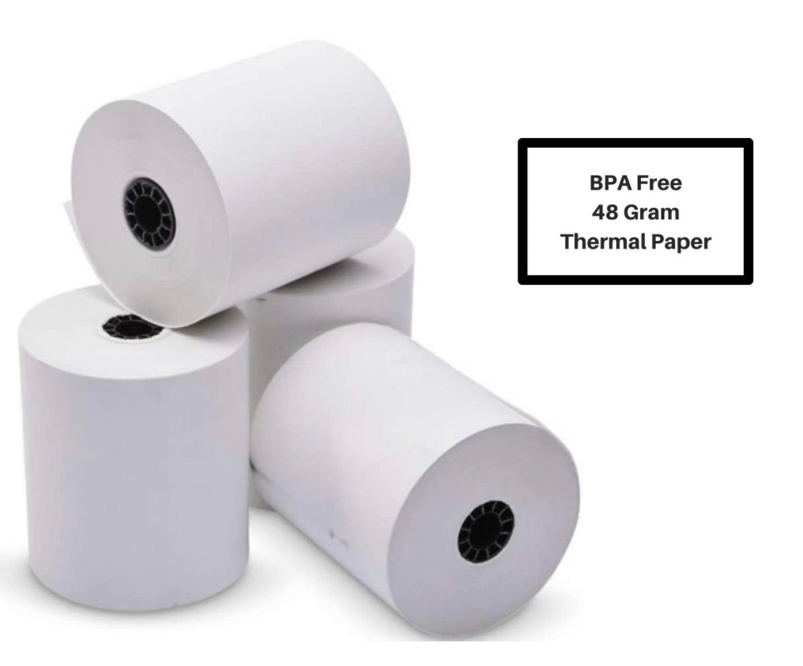 3 x 165' White 1-Ply Bond Paper Rolls